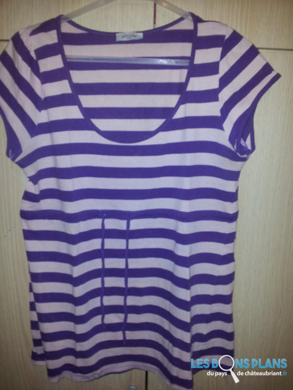 tee-shirt a rayure violette taille 38 