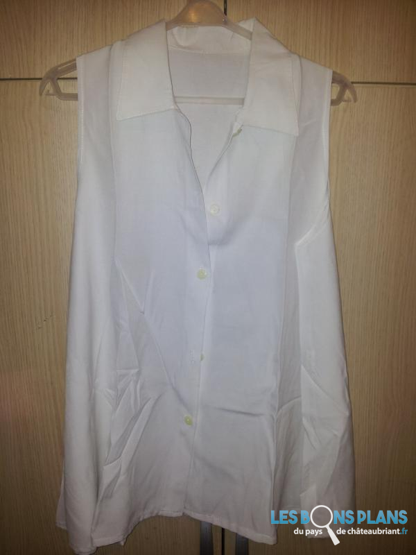 chemise blanche sans manche taille unique (40-42) 